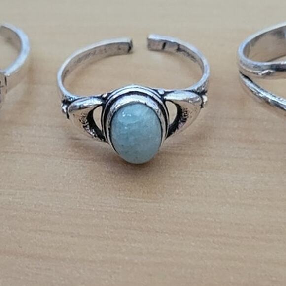 Tanvi Collection Ring Adjustable Silver Oval Amazonite Adjustable - Picture 2 of 3
